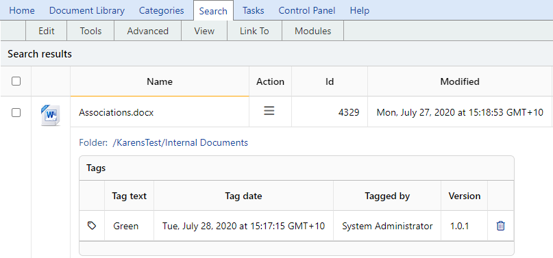 Tagging documents - Online Help