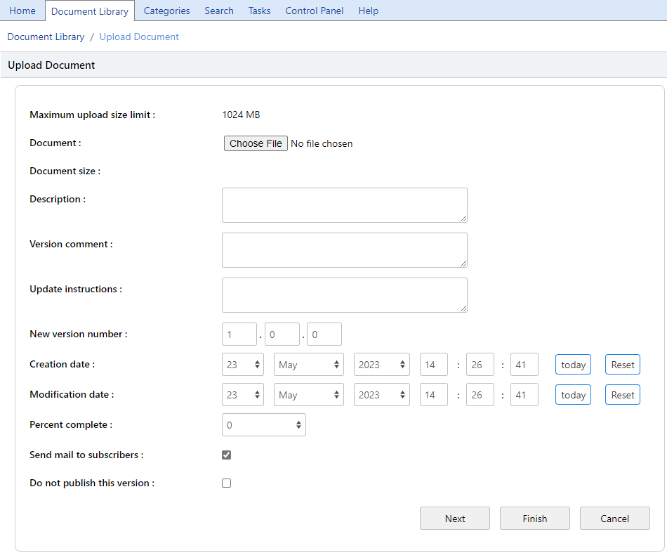 Upload Document - Online Help