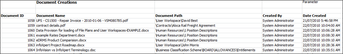 Audit Document Creates XLS