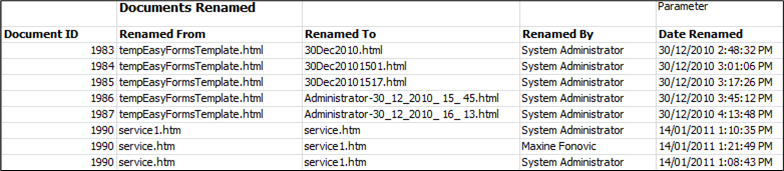 Audit Documents Renamed XLS