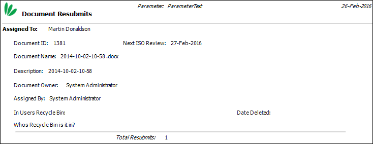 Document Resubmits_sql