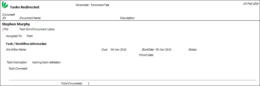 Task redirected