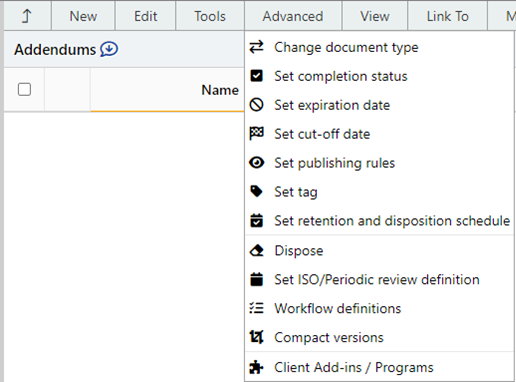 advanced menu