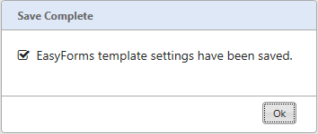 easyforms save confirmation