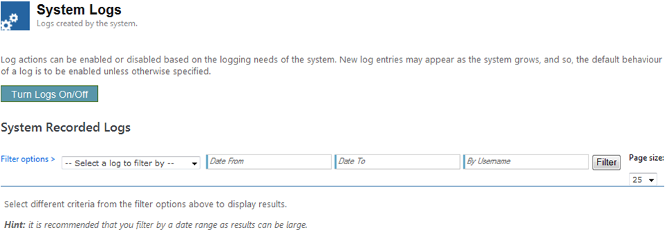 system logs