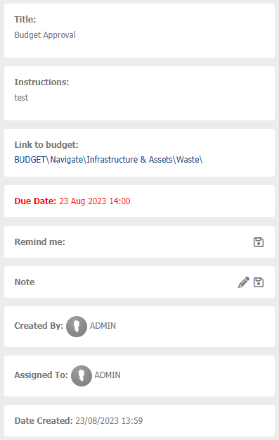 task details