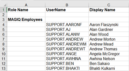 role export to excel